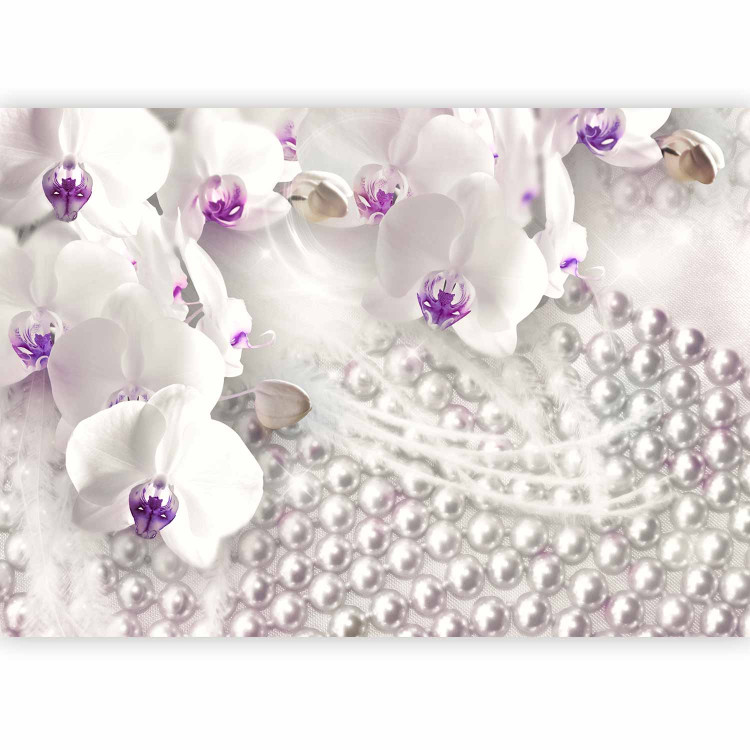 Photo Wallpaper Romantic abstraction - composition with white orchids and pearls 65620 additionalImage 5