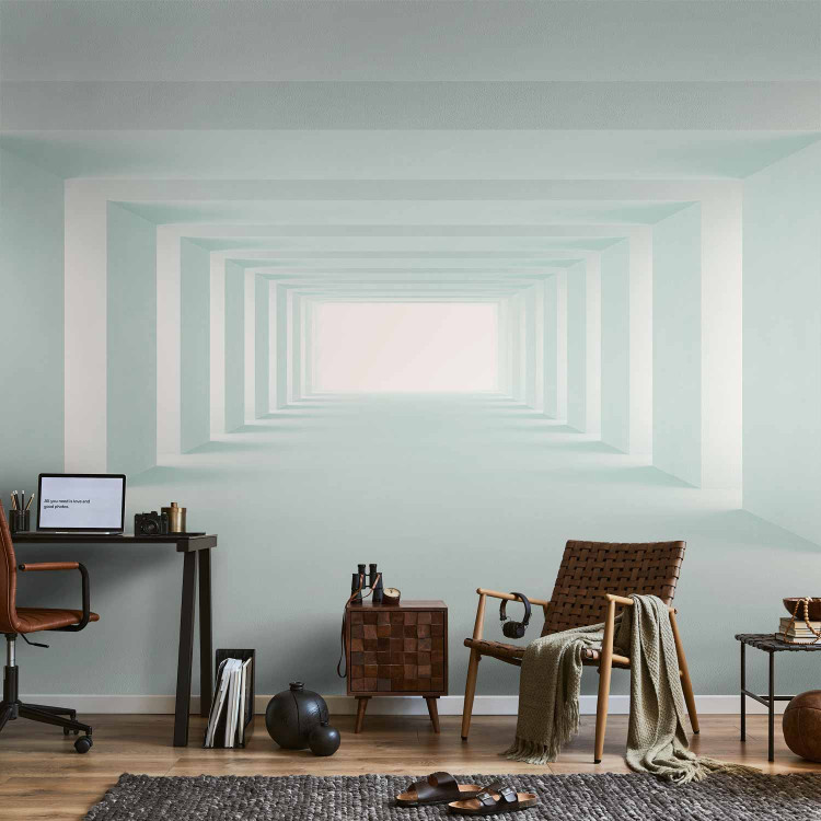 Photo Wallpaper Spatial celadon interior - illusion with bright tunnel and columns 90420 additionalImage 4