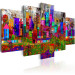 Canvas City of Expression (5-piece) - Colorful Houses and Fences in Pop Art Style 93720 additionalThumb 2