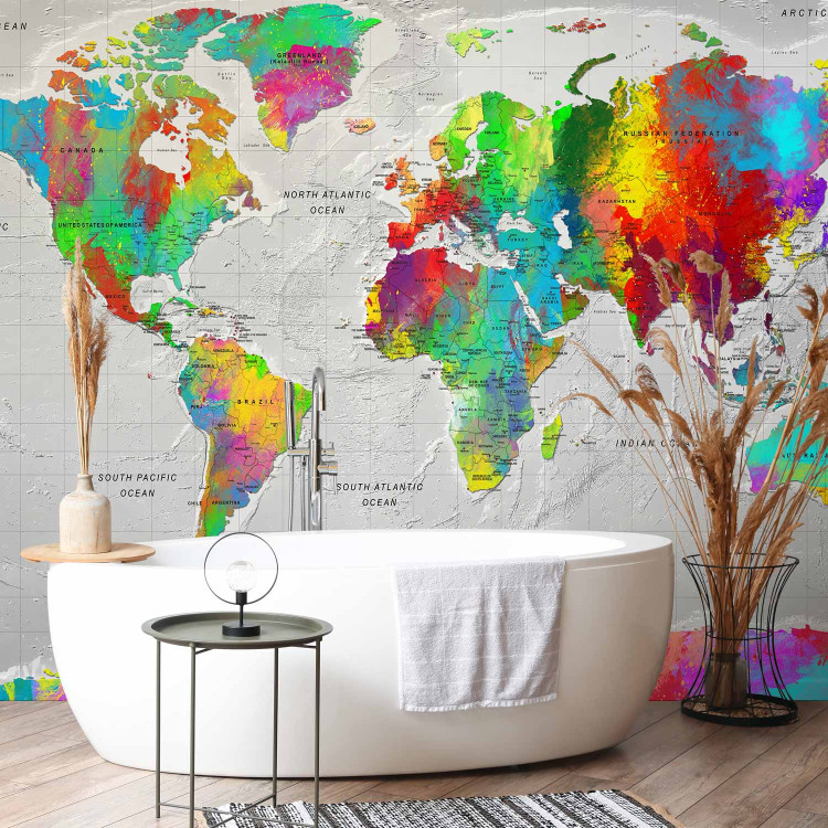 Wall Mural Coloured world map - continents with names in English on a white background 95020 additionalImage 8