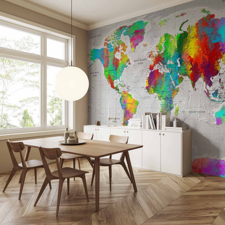 Wall Mural Coloured world map - continents with names in English on a white background 95020 additionalImage 7