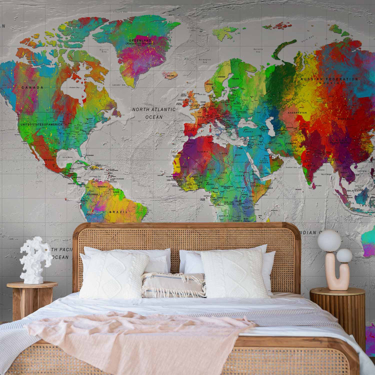 Wall Mural Coloured world map - continents with names in English on a white background 95020 additionalImage 2