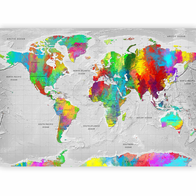 Wall Mural Coloured world map - continents with names in English on a white background 95020 additionalImage 5