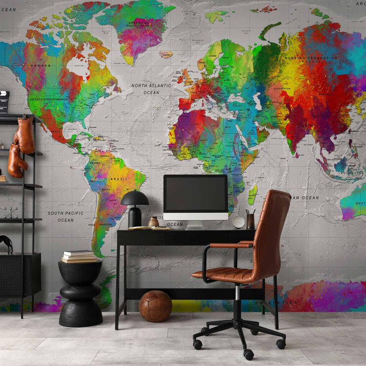 Wall Mural Coloured world map - continents with names in English on a white background 95020 additionalImage 4