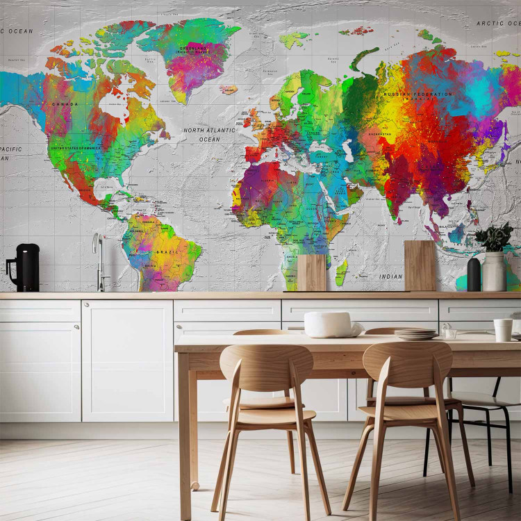 Wall Mural Coloured world map - continents with names in English on a white background 95020 additionalImage 6