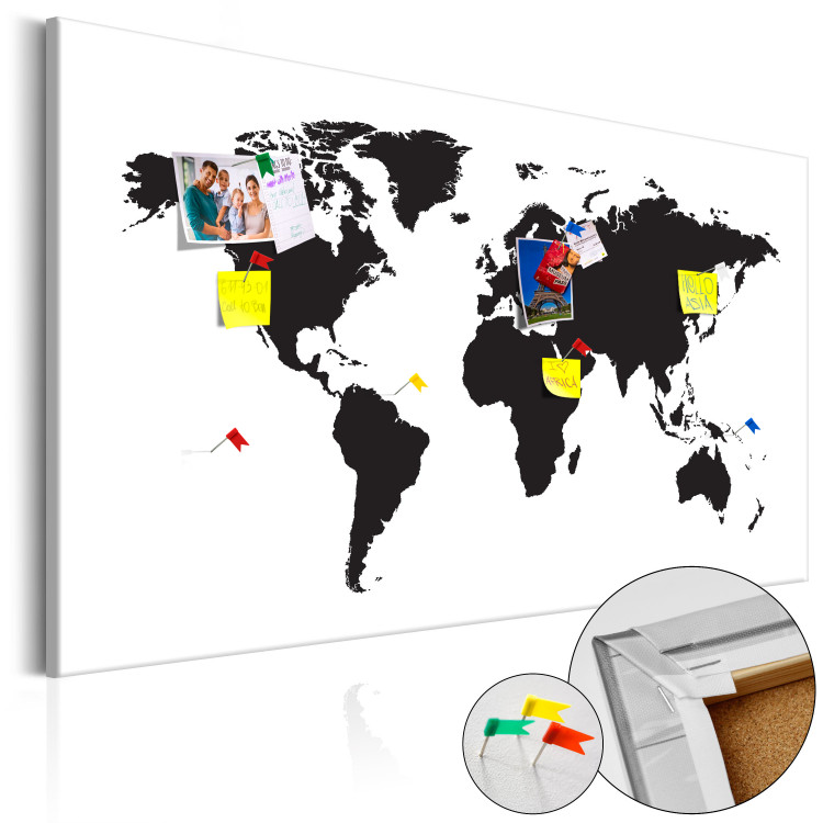 Decorative Pinboard World Map: Black & White Elegance [Cork Map] 96020