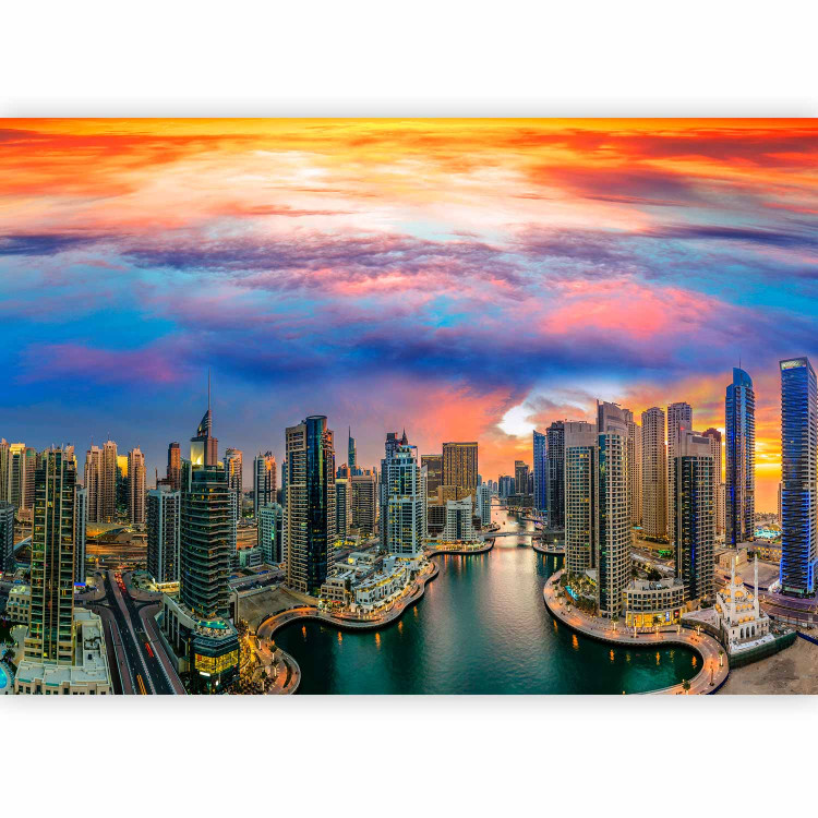 Photo Wallpaper Afternoon in Dubai - city architecture against an orange sky 99120 additionalImage 5