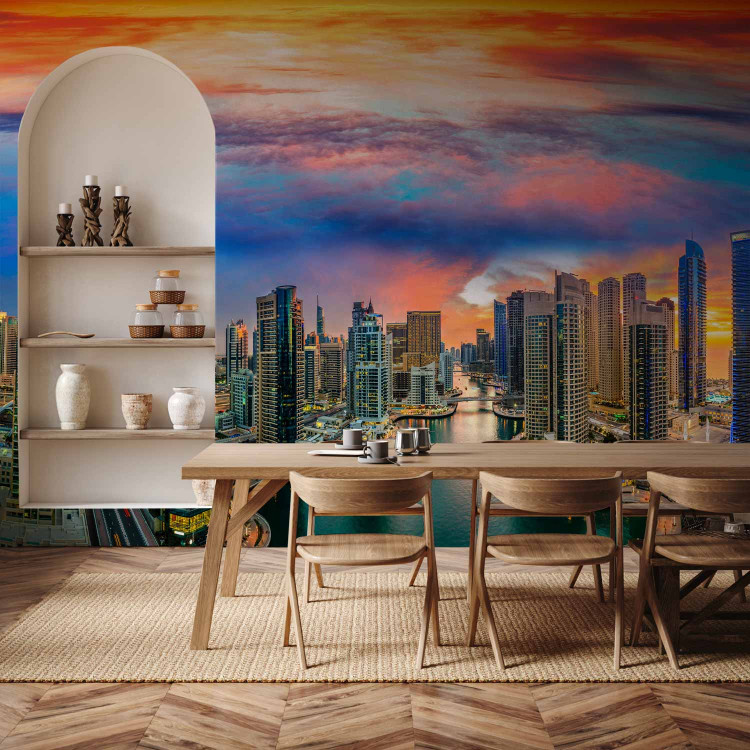 Photo Wallpaper Afternoon in Dubai - city architecture against an orange sky 99120 additionalImage 6