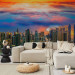 Photo Wallpaper Afternoon in Dubai - city architecture against an orange sky 99120