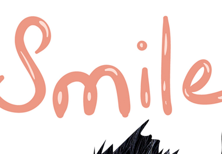 Poster Smile - black and white abstraction for children with a cat and a pink text 114430 additionalImage 11