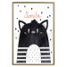 Poster Smile - black and white abstraction for children with a cat and a pink text 114430 additionalThumb 19