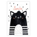 Poster Smile - black and white abstraction for children with a cat and a pink text 114430