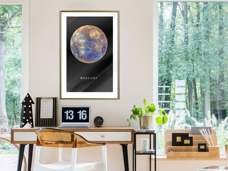 Poster Mercury - composition with the planet and English text against a space backdrop 116730 additionalImage 13
