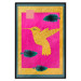 Wall Poster Golden Hummingbird - abstraction with a bird and green leaves on a pink background 116930 additionalThumb 24