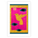 Wall Poster Golden Hummingbird - abstraction with a bird and green leaves on a pink background 116930 additionalThumb 25