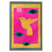 Wall Poster Golden Hummingbird - abstraction with a bird and green leaves on a pink background 116930 additionalThumb 20