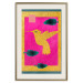 Wall Poster Golden Hummingbird - abstraction with a bird and green leaves on a pink background 116930 additionalThumb 19