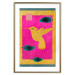Wall Poster Golden Hummingbird - abstraction with a bird and green leaves on a pink background 116930 additionalThumb 14