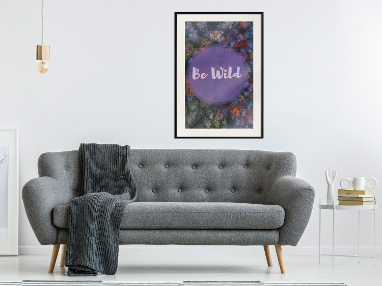 Poster Be wild - composition with English text on a background of colorful forest 117030 additionalImage 21