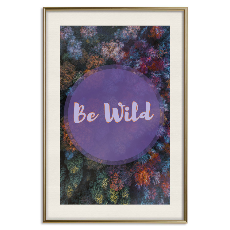 Poster Be wild - composition with English text on a background of colorful forest 117030 additionalImage 19