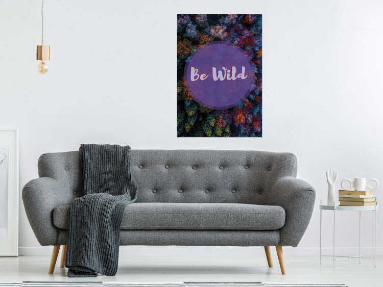 Poster Be wild - composition with English text on a background of colorful forest 117030 additionalImage 27