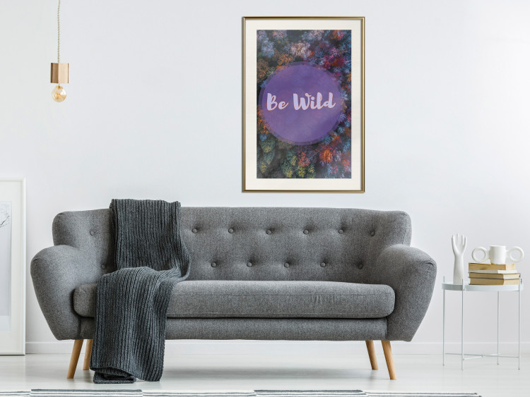Poster Be wild - composition with English text on a background of colorful forest 117030 additionalImage 23
