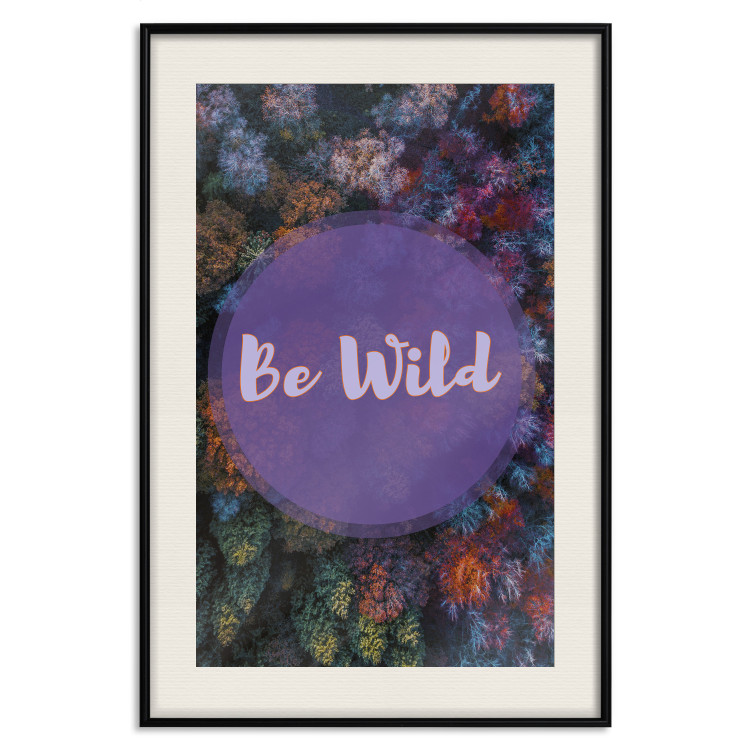Poster Be wild - composition with English text on a background of colorful forest 117030 additionalImage 18