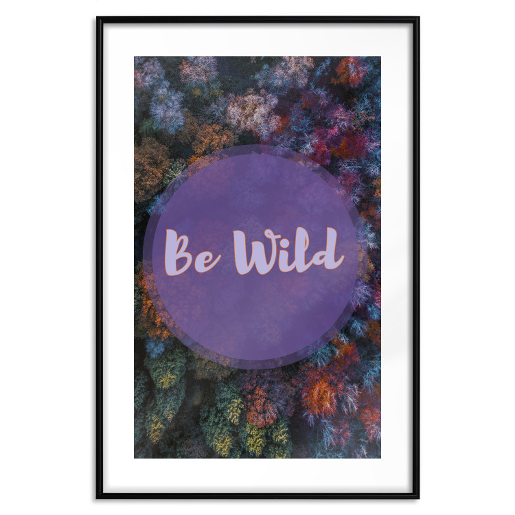 Poster Be wild - composition with English text on a background of colorful forest 117030 additionalImage 16