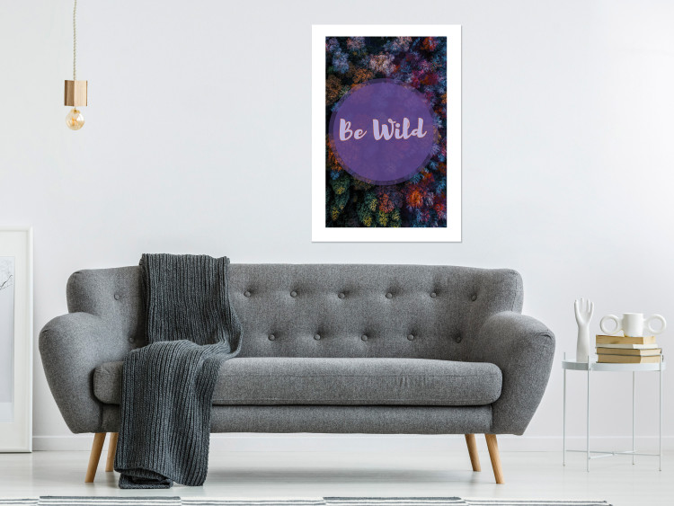 Poster Be wild - composition with English text on a background of colorful forest 117030 additionalImage 6