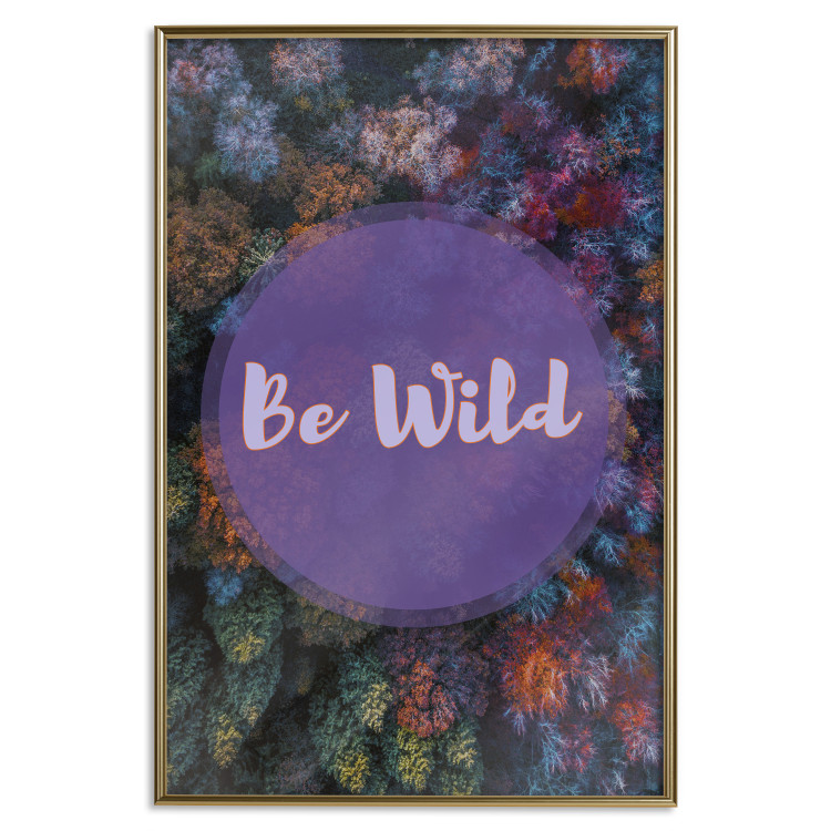 Poster Be wild - composition with English text on a background of colorful forest 117030 additionalImage 17