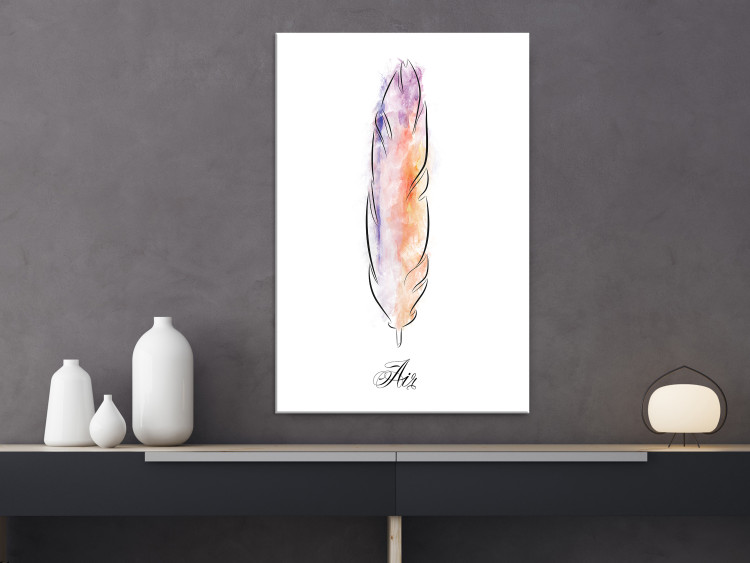 Canvas Art Print Watercolor feather - a minimalistic element of nature in many colors 117230 additionalImage 3
