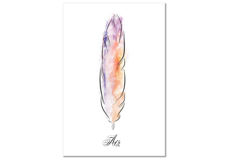 Canvas Art Print Watercolor feather - a minimalistic element of nature in many colors 117230