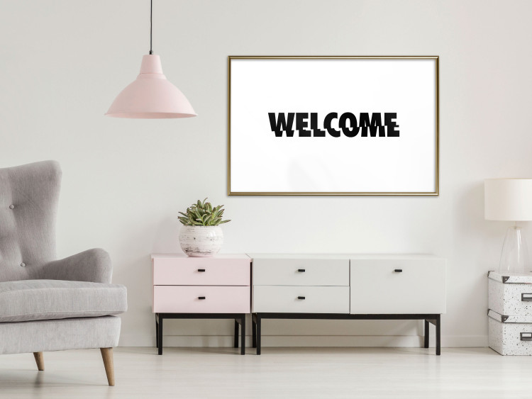 Wall Poster Welcome - black and white minimalist composition with English text 117530 additionalImage 13