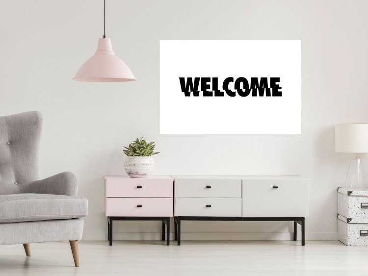 Wall Poster Welcome - black and white minimalist composition with English text 117530 additionalImage 17