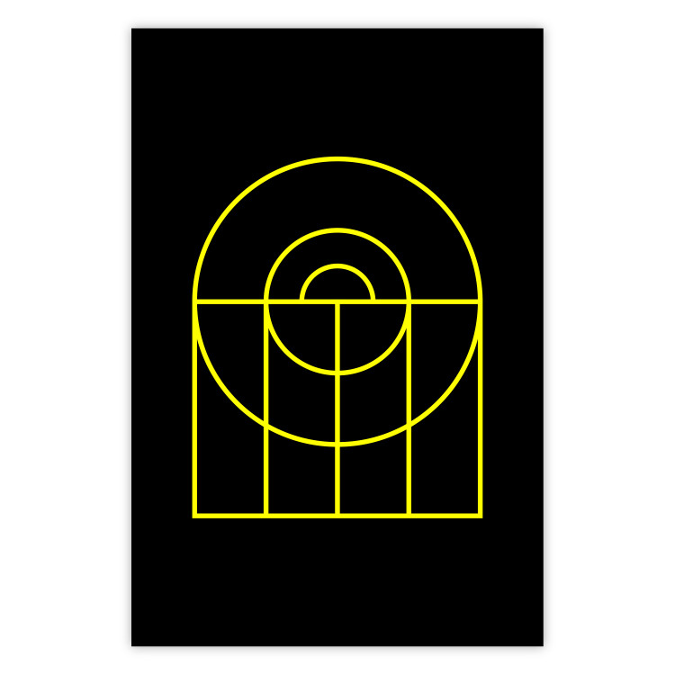 Wall Poster Black Geometry - unique geometric abstraction with neon yellow 119130
