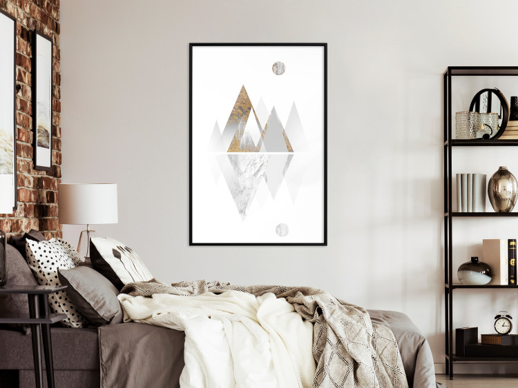 Poster Road to the Top (Beige) - abstract triangular mountains on a white background 125230 additionalImage 3
