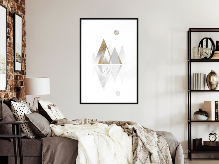 Poster Road to the Top (Beige) - abstract triangular mountains on a white background 125230 additionalImage 4