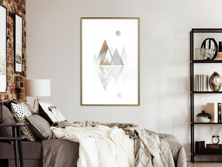 Poster Road to the Top (Beige) - abstract triangular mountains on a white background 125230 additionalImage 13