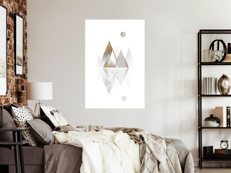 Poster Road to the Top (Beige) - abstract triangular mountains on a white background 125230 additionalImage 2