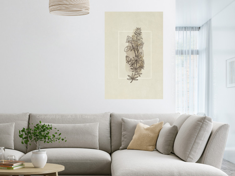 Poster Field Sketch - plant with flowers on a light beige background in a retro motif 125730 additionalImage 17