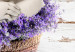 Wall Poster Lavender Dream - angel in purple flowers on wooden background 128030 additionalThumb 9