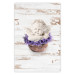 Wall Poster Lavender Dream - angel in purple flowers on wooden background 128030