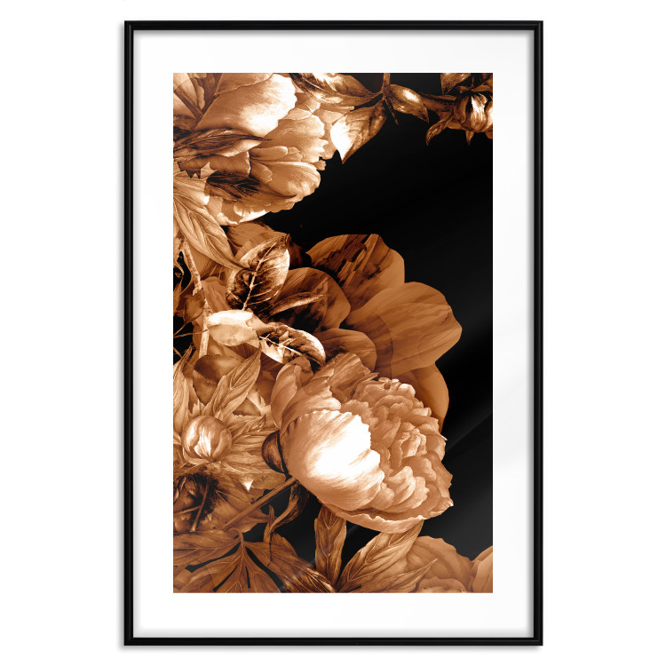 Poster Hot Night - brown floral composition on a solid black background 128630 additionalImage 15