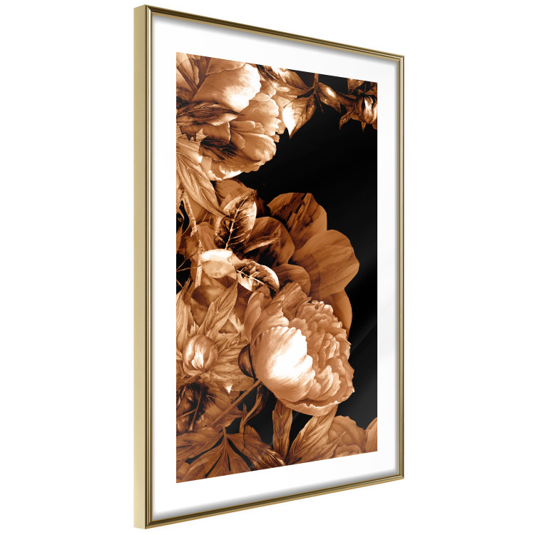 Poster Hot Night - brown floral composition on a solid black background 128630 additionalImage 9