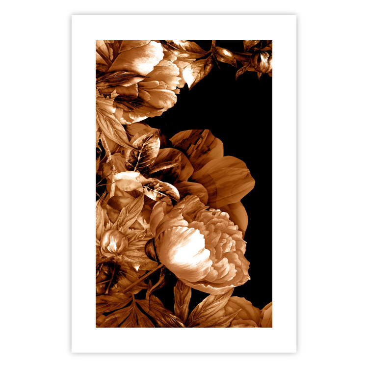 Poster Hot Night - brown floral composition on a solid black background 128630 additionalImage 25