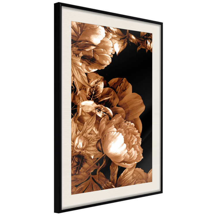 Poster Hot Night - brown floral composition on a solid black background 128630 additionalImage 14