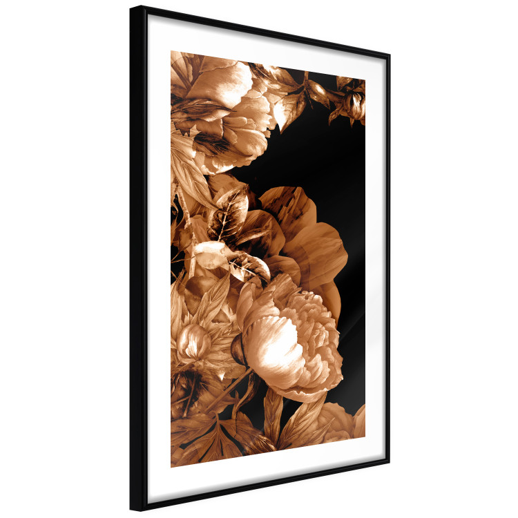 Poster Hot Night - brown floral composition on a solid black background 128630 additionalImage 12