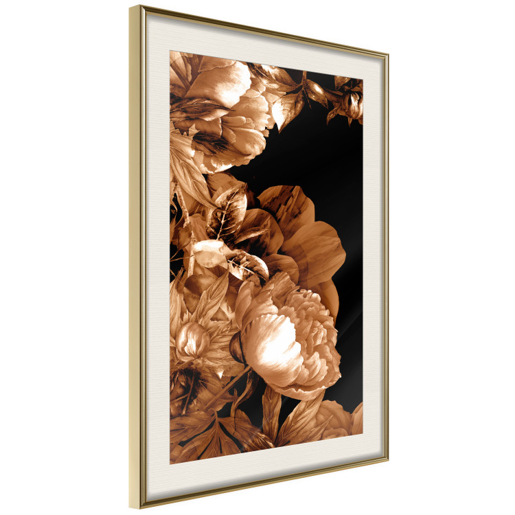 Poster Hot Night - brown floral composition on a solid black background 128630 additionalImage 6