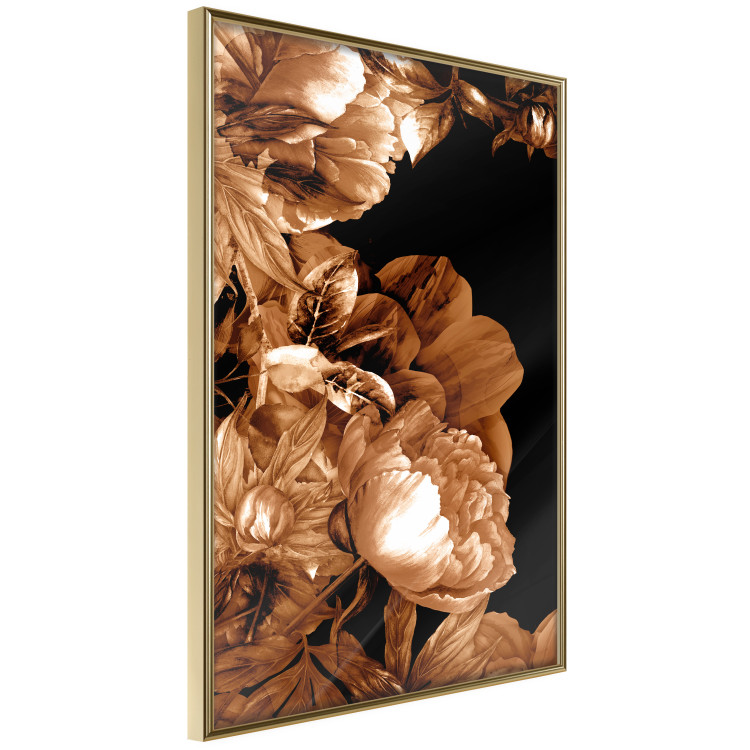 Poster Hot Night - brown floral composition on a solid black background 128630 additionalImage 10