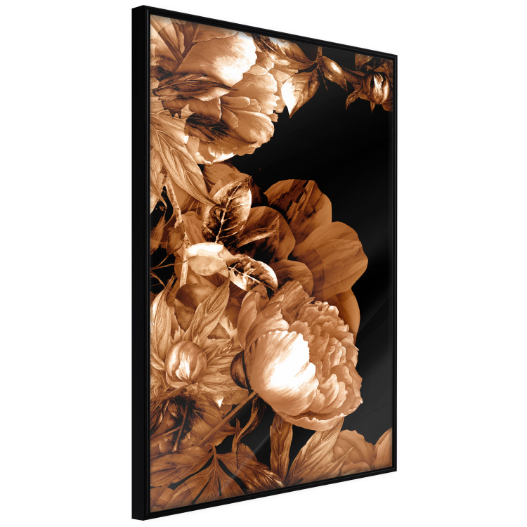 Poster Hot Night - brown floral composition on a solid black background 128630 additionalImage 12